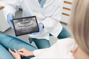 Patient discussing dental implant in Ukiah CA