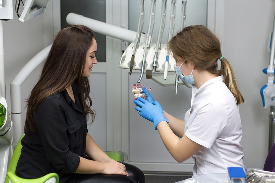 dentist discussing in-office teeth whitening in Ukiah CA