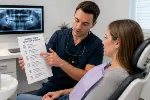 dentist explaining wisdom teeth removal aftercare